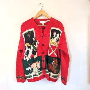 Vintage handknit animals sweater